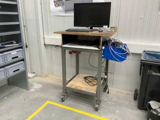 Mobile steel computer table
