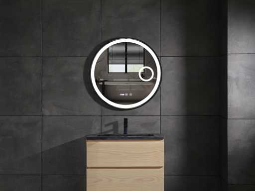 Mawialux ronde led spiegel met mat zwarte rand (keuze uit 80 of 100cm diameter)