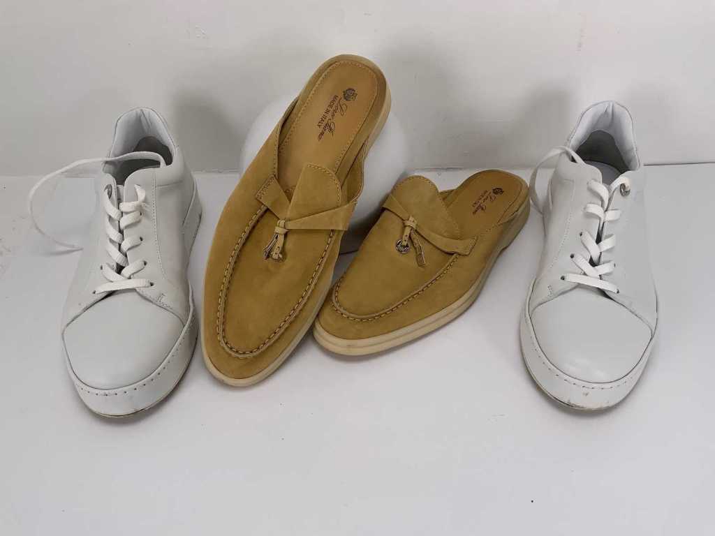 Loro Piana - Baskets blanches & slip-on beige - Chaussure plate (2x)