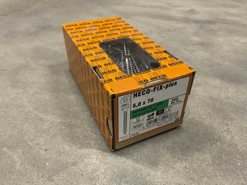 Heco - HECO-FIX-plus PZD-2 - 5.0x70 - Karton mit 200 Stück Edelstahl-Spanplattenschrauben (6x)