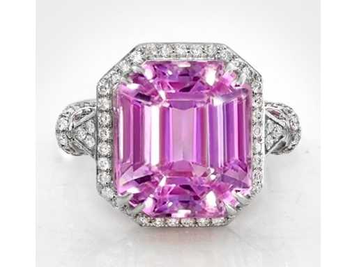 Inel de lux Kunzite natural roz purpuriu 13,61 carate