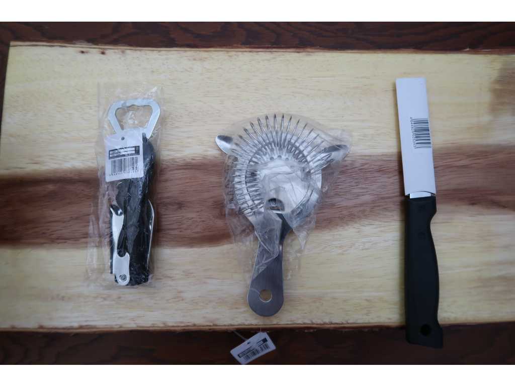 Cocktail strainer; Waiter's knife; Paring knife