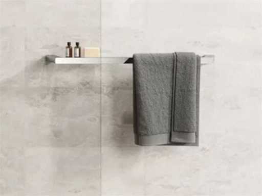 Portaasciugamani Geesa Shift Collection con scaffale di vetro in acciaio inossidabile spazzolato