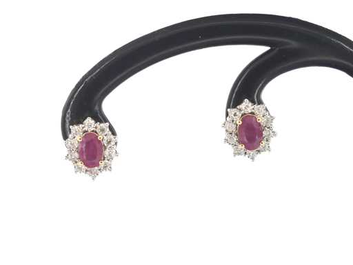 Złote kolczyki z diamentami i rubinami