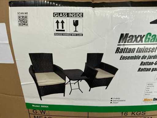 MaxxGarden/MaxxTools Rattan Gartenset dreiteilig