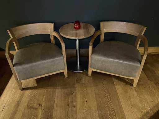 Hutten - Bistrotafel met 2 loungestoelen