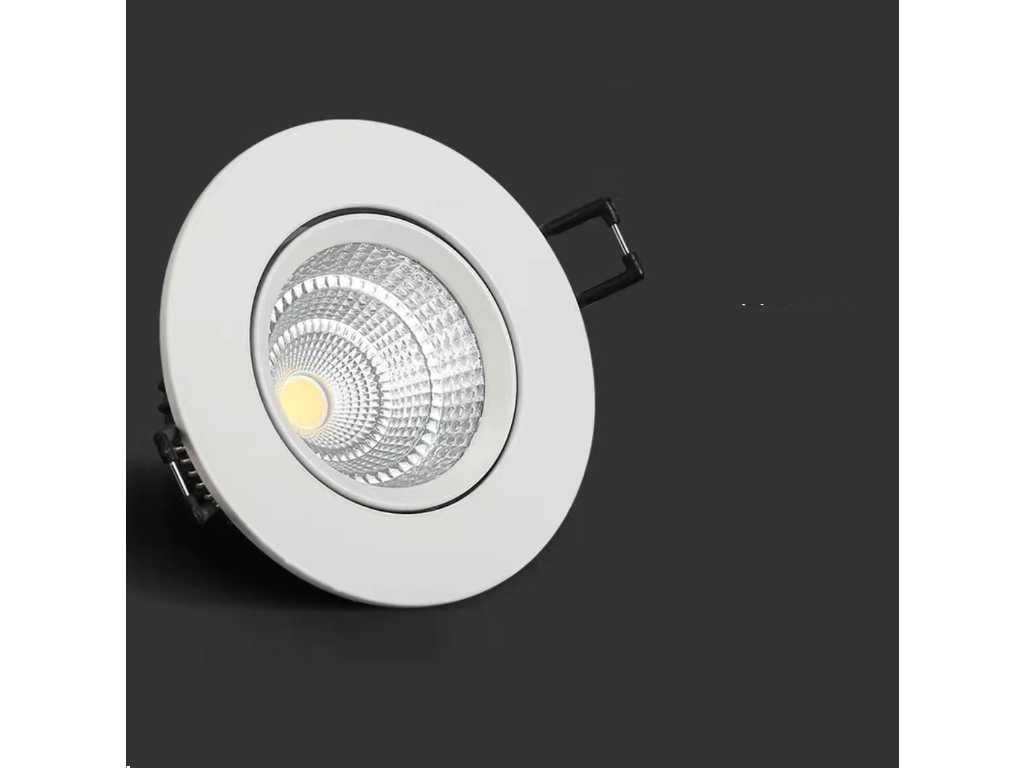 100 x Adjustable recessed spotlight (white) - COB - 7W - 6500K