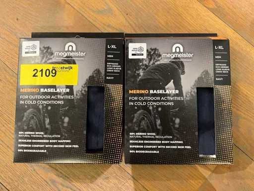 Megmeister Merino Baselayer collo a maniche lunghe - L/XL (2x)