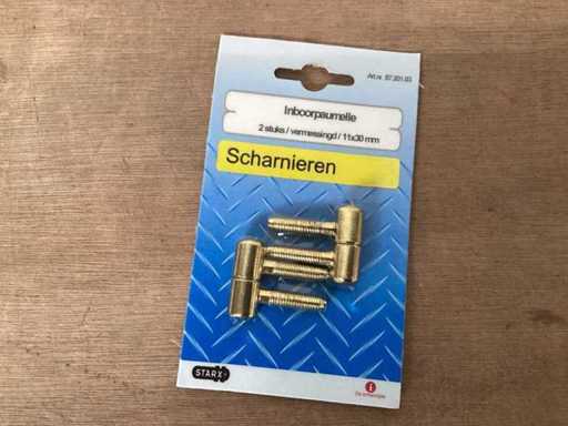 Versenktes Scharnier 11x30 mm, messingbeschichtet, 2-Pack (147x)