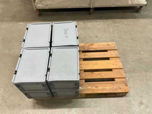 Caja de plástico de 8 piezas, Auer, 40 cm x 25 cm x 30 cm con tapa