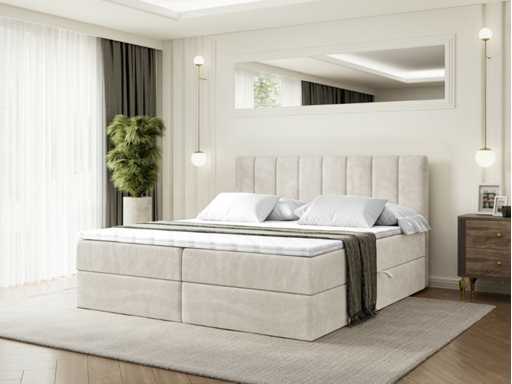 Box spring bed 160x200 - matras - matras topper - borst - beige fluweel
