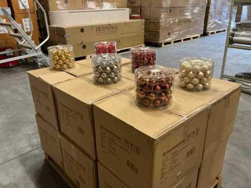 Partij diverse glazen kerstballen 40mm 36/tube (96x)