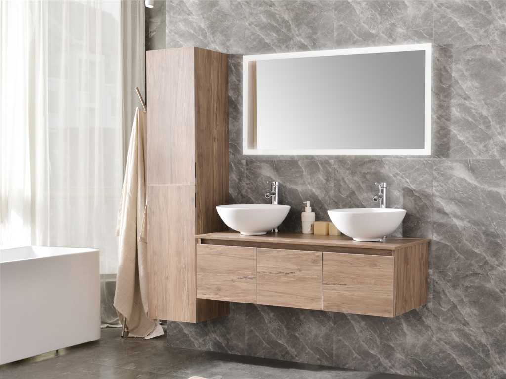 Bathroom furniture Jeffrey dark brown oak 120 cm NEW