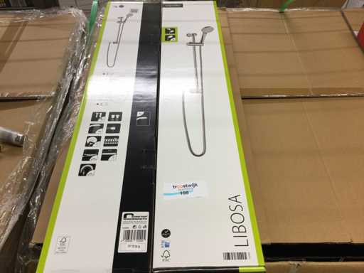 AquaSu – Libosa – Duschstab-Set mit Handdusche und Schlauch. (2x)