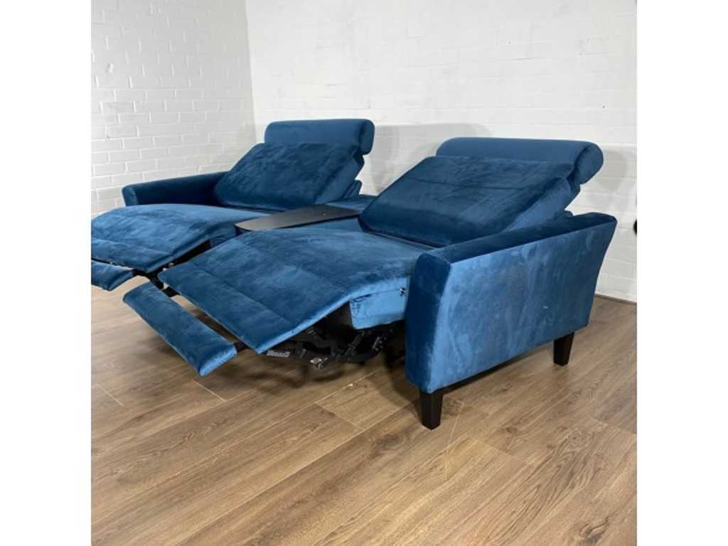 Blue velvet recliner discount sofa