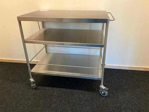 Serveerwagen rvs met 3 leggers