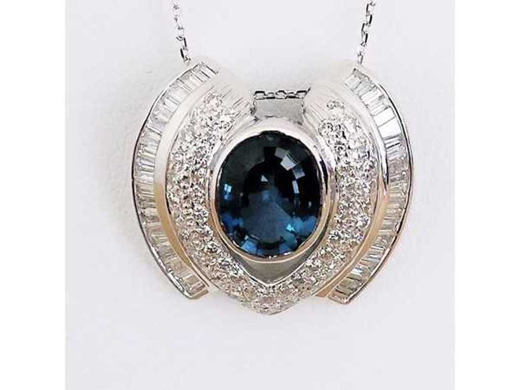 4.06ct Topaas en Diamanten Ketting met hanger