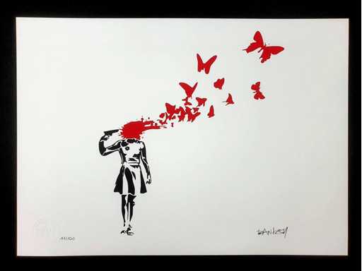 Banksy (geboren 1974), gebaseerd op - Butterfly Girl Suicide