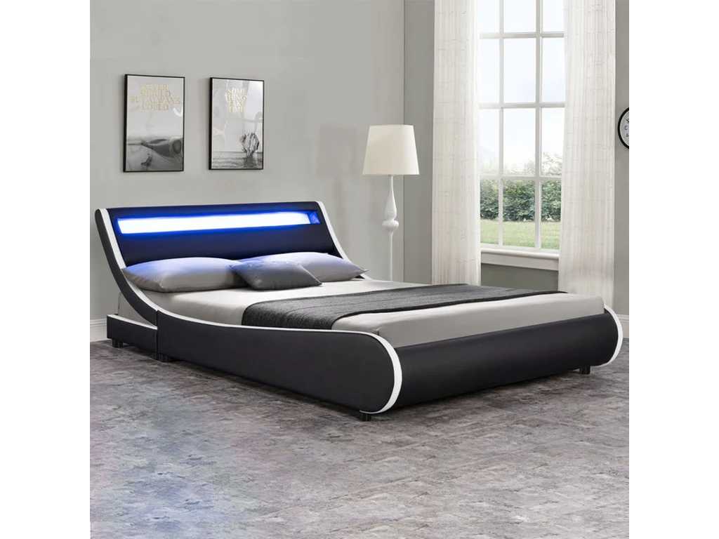 Upholstered bed 140x200 LED lighting and slatted base