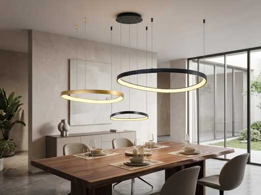 Lampe pendante Auren 42cm&62cm&82cm Anneau Trio 160W LED 3CCT(1x)