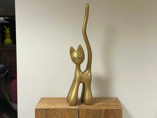 Cat / Kat met lange staart H100cm Gold