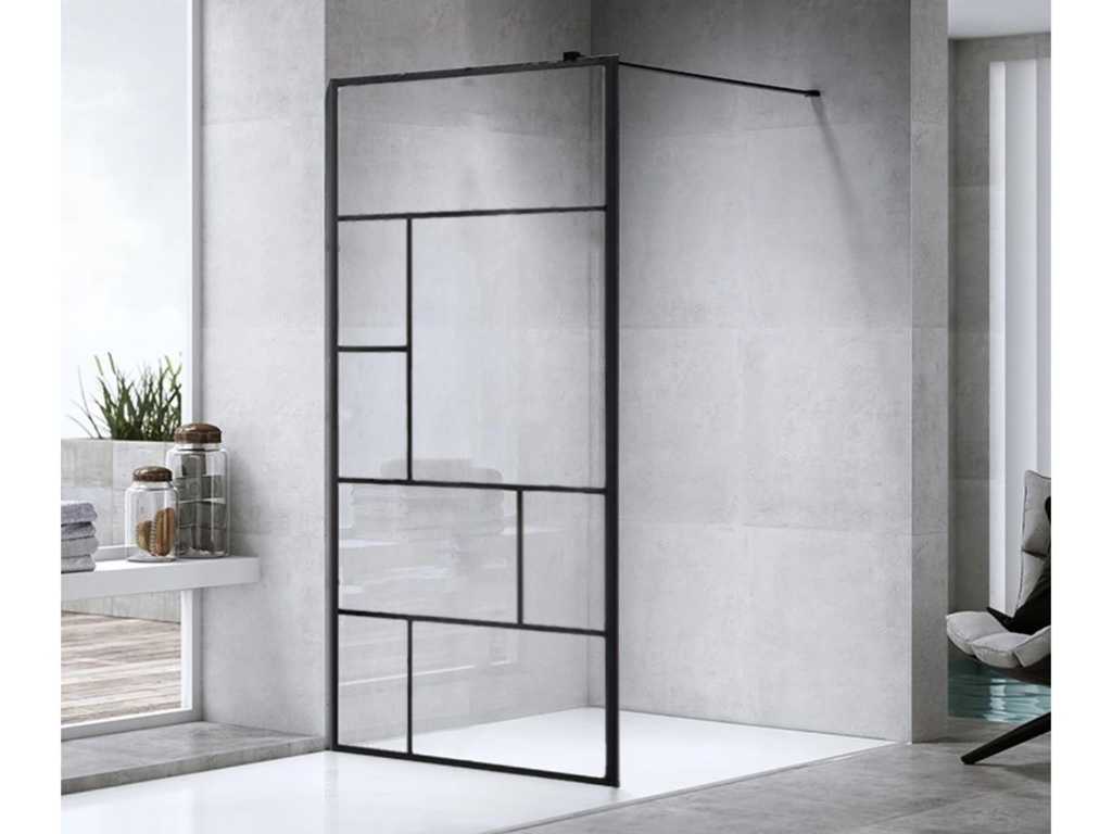1 x 90x200 DESIGN Walk-in shower with matt black frame