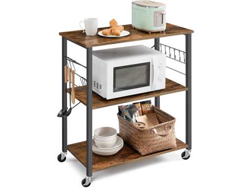 Kitchen Shelf with Wheels, 3-Tier Cart