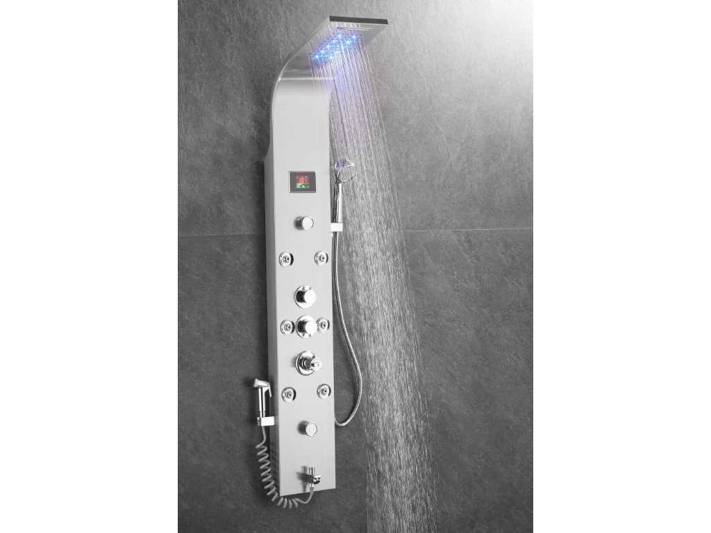 Luxury surface-mounted shower panel brushed stainless steel