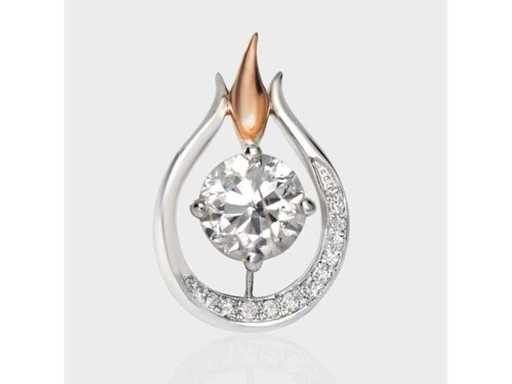 Pendente di lusso in diamante naturale 1,17 carati in oro bianco e rosa 18k