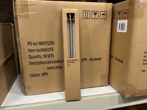 Lot Led Candles D2,2/H29 cm graue Rippe 2/Set (216x)