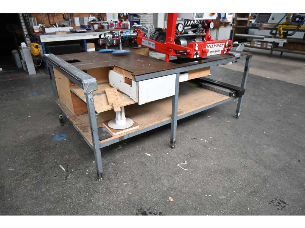 Workbench with tools and installation material