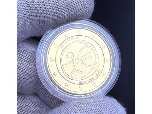 2 Euro Slowenien 2009 EMU 1999–2009 Vergoldete Münze in Kapsel Gratis EU Versand
