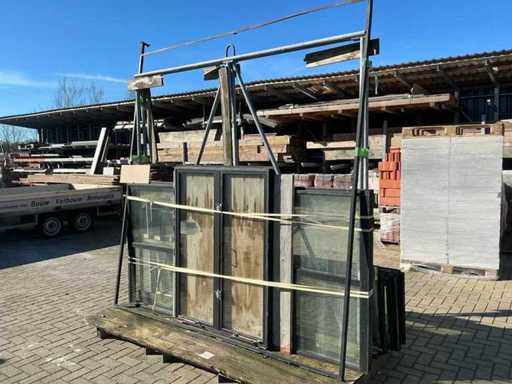 Stalowe drzwi + ramy czarne, pełna fasada,