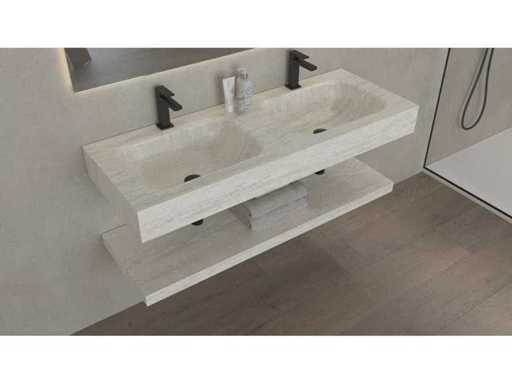 Washbasin double + shelf Travertine 120cm