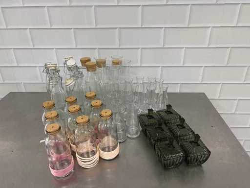 Batch of flower vases and bottles