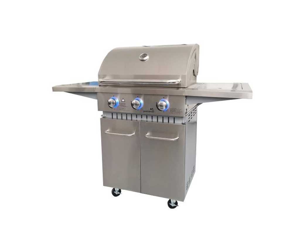 Stainless steel Gas Barbecue - 3 burners with side burner - incl. LED lighting