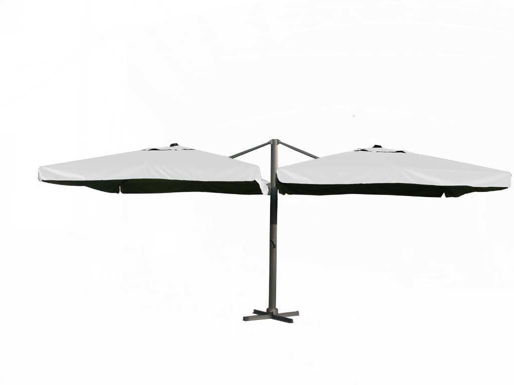 Te storting stil Dubbele hangende parasol Wit (2 * 300x400cm)