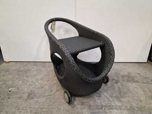 Luxury Lounge - Wicker Serveer Trolley Alabama Zwart 