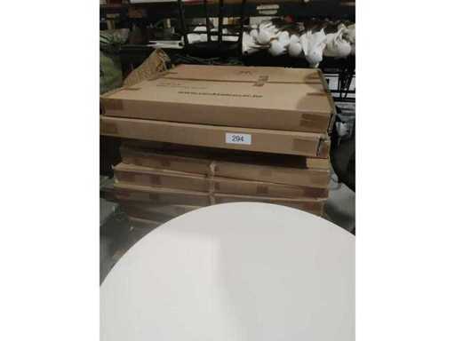 9x Design table with wooden legs white Diam 80cm (new in box) (9x)