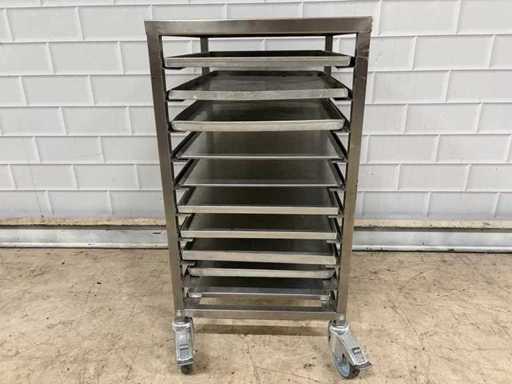 10 Delige - RVS - Patisseriewagen