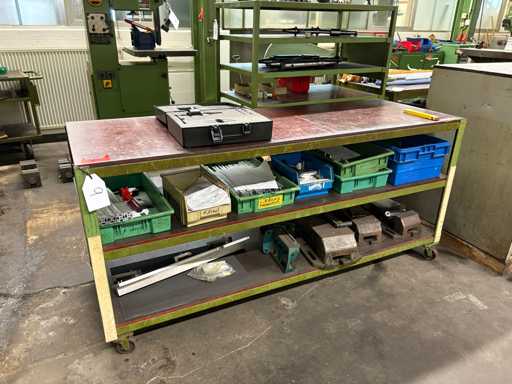   Work table with contents