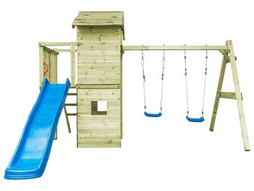 VidaXL Unité de jeu avec toboggan et balançoires 235x385x268 cm