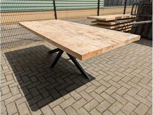 Garden table elm wood. 230 x 100 x 78cm. Metal spider leg