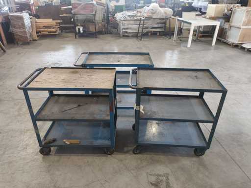   3-shelf implement trolleys x 3