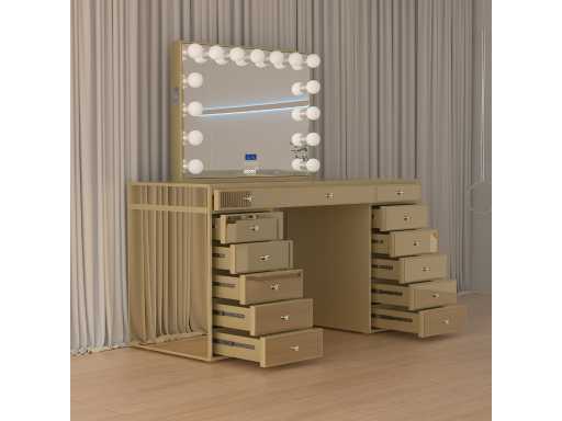 Vonato - Gold - Kaptafel met verlichting - Dressing table