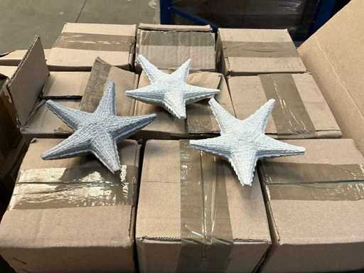 Fair Trade beeldje zeester wit +/- Ø13 x 3cm hoog (37x)