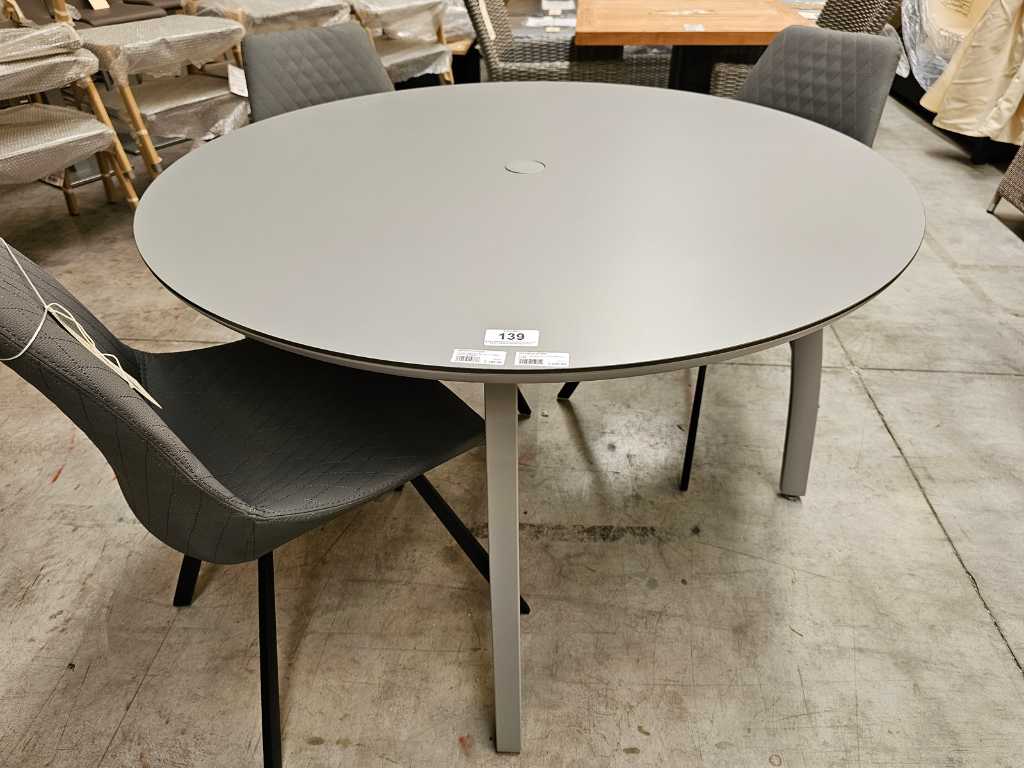 Grosfillex Sunset Tisch Durchmesser 120cm Platingrau HPL Platte