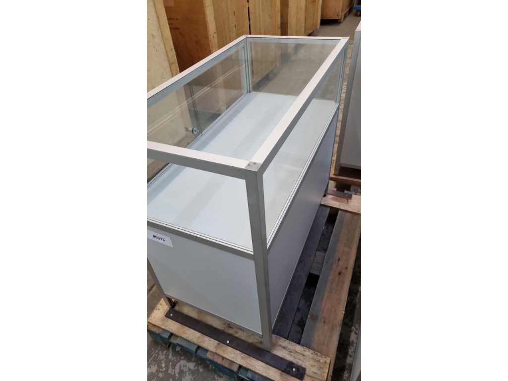 Glass display case with base cabinet