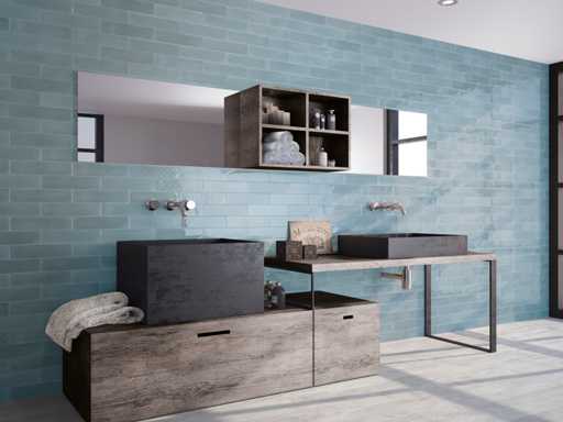 Carrelage mural 48m2 Coral Sky brillant 7,5x30cm