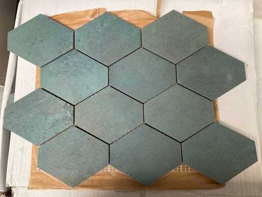Unicom Starker Hexagon Mozaïek tegel oxid emerald 25x34